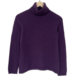 100% Cashmere Turtleneck Long Sleeve Cozy Fuzzy Soft Knit Sweater Sofie Purple